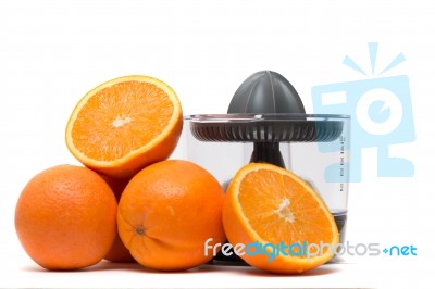 Automatic Orange Juicer Machine Stock Photo