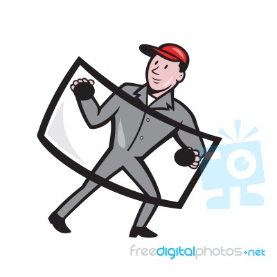 Automotive Glass Installer Front Isolated Stock Image