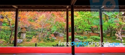 Autumn Garden Scenic At Enkoji Temple, Kyoto Stock Photo