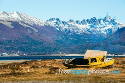 Autumn In Patagonia. Tierra Del Fuego, Beagle Channel And Chilea… Stock Photo