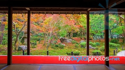 Autumn Japanese Garden At Enkoji In Kyoto Stock Photo