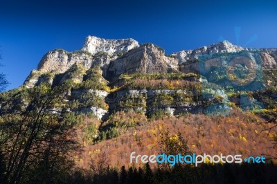 Autumn Landscape In Ordesa National Park, Pyrenees, Huesca, Arag… Stock Photo