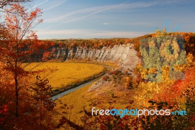 Autumn Letchworth Park Gennesee River Gorge Stock Photo