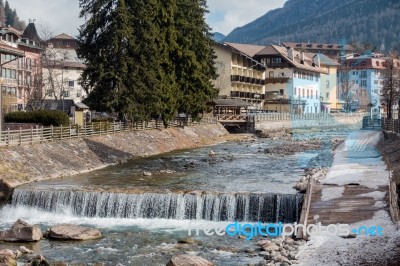 Avisio River In Moena Stock Photo