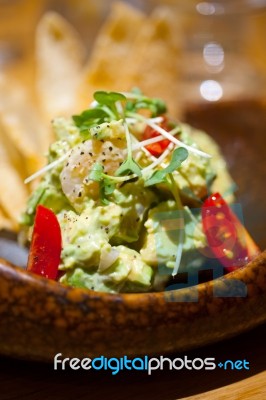 Avocado And Shrimps Salad Stock Photo