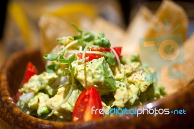 Avocado And Shrimps Salad Stock Photo