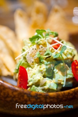 Avocado And Shrimps Salad Stock Photo