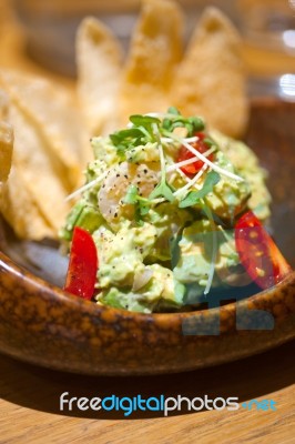 Avocado And Shrimps Salad Stock Photo