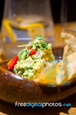 Avocado And Shrimps Salad Stock Photo