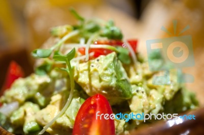 Avocado And Shrimps Salad Stock Photo