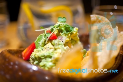 Avocado And Shrimps Salad Stock Photo