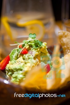 Avocado And Shrimps Salad Stock Photo