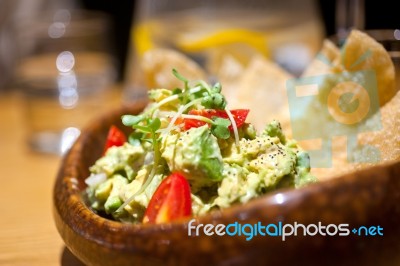 Avocado And Shrimps Salad Stock Photo