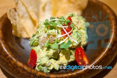 Avocado And Shrimps Salad Stock Photo