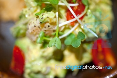 Avocado And Shrimps Salad Stock Photo