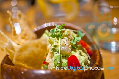 Avocado And Shrimps Salad Stock Photo