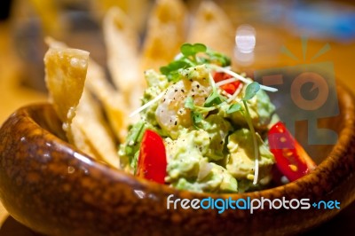 Avocado And Shrimps Salad Stock Photo