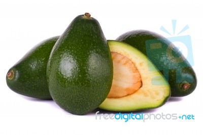 Avocado Fruits On White Stock Photo