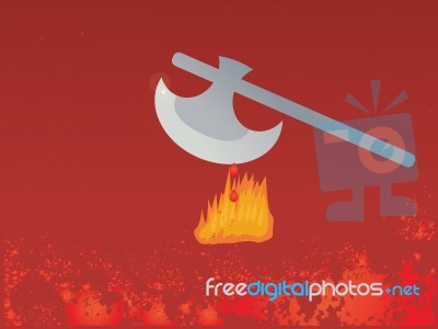 Axe With Fire And Blood Stock Image