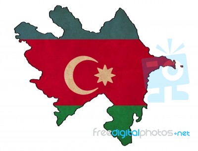 Azerbaijan Map On Azerbaijan Flag Drawing ,grunge And Retro Flag… Stock Image