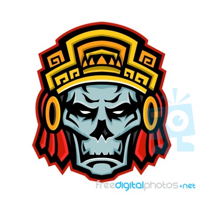 Aztec Warrior Skull Mascot Stock Image