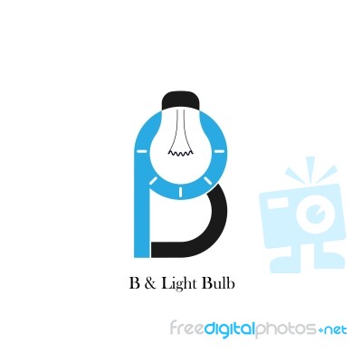 B-letter/alphabet Icon And Light Bulb Abstract Logo Design Stock Image