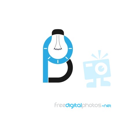 B-letter/alphabet Icon And Light Bulb Abstract Logo Design Template Stock Image