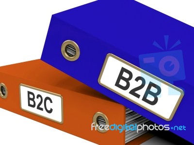 B2b And B2c Folders Mean Company Partnerships Or Customer Relati… Stock Image