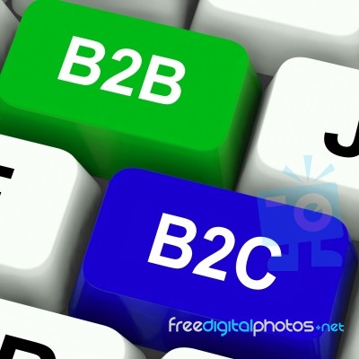 B2b And B2c Keys Mean Business Partnerships Or Consumer Relation… Stock Image