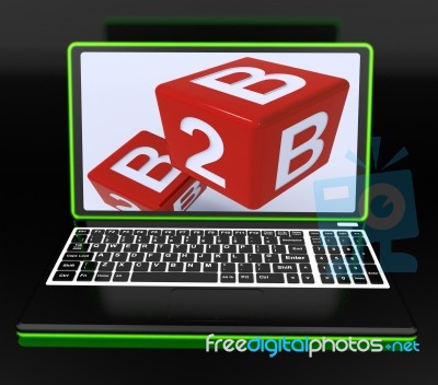 B2b Dices On Laptop Showing Online Commerce Stock Image