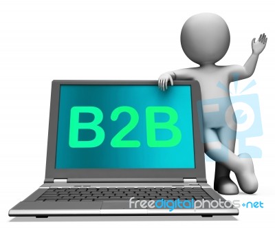 B2b Laptop And Character Shows Trading And Commerce Online Stock Image