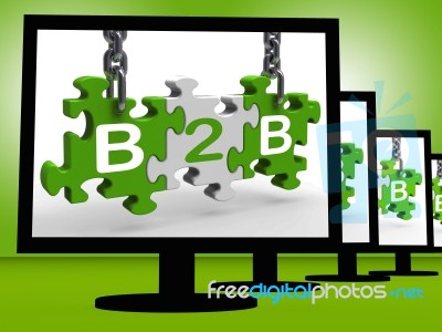 B2b On Monitors Showing Ecommerce Stock Image