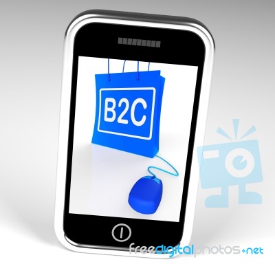 B2c Bag Displays Business To Customer Online Buying Stock Image