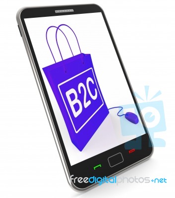 B2c Bag Represents Online Business And Buying Stock Image