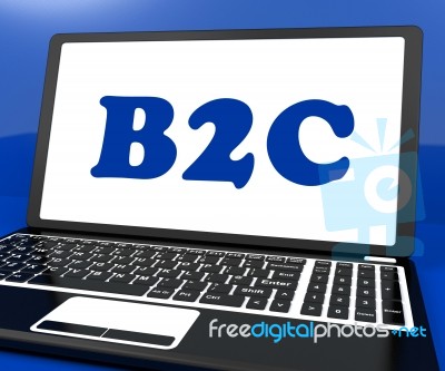 B2c On Laptop Shows Business To Customer Or Consumers Stock Image