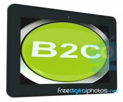 B2c Tablet Means Business To Consumer Buying Or Selling Stock Image