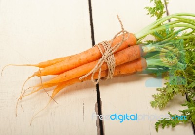 Baby Carrots Bunch Tied With Rope Stock Photo