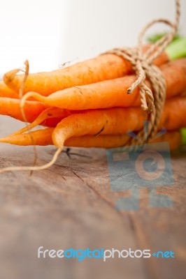 Baby Carrots Bunch Tied With Rope Stock Photo