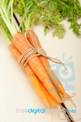 Baby Carrots Bunch Tied With Rope Stock Photo