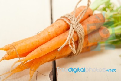 Baby Carrots Bunch Tied With Rope Stock Photo