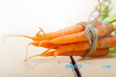 Baby Carrots Bunch Tied With Rope Stock Photo