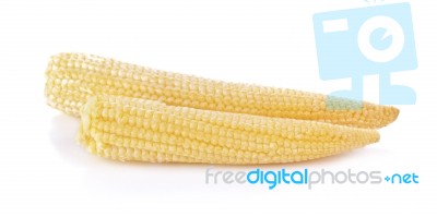 Baby Corn On A White Background Stock Photo