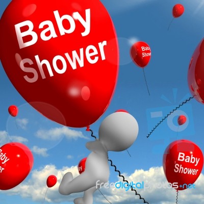 Baby Shower Balloons Shows Cheerful Parties And Festivities Stock Image