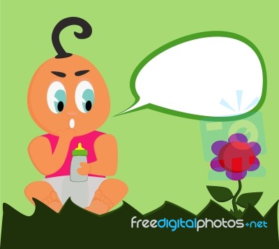 Baby With Speech Bubble Stock Image