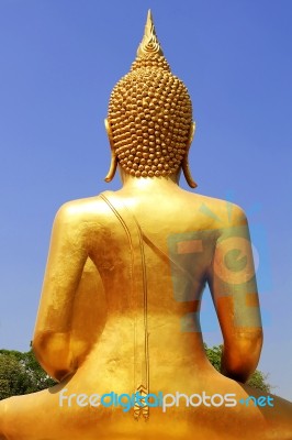 Back Of Golden Buddha Statue Stock Photo