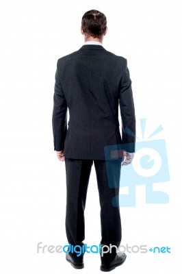 Back Pose Of A Casual Businessman Stock Photo