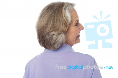 Back Pose Of An Old Lady Stock Photo