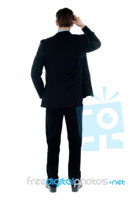 Back Pose Of Businessman Standing Stock Photo