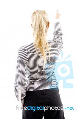 Back Pose Of Executive Indicating Stock Photo