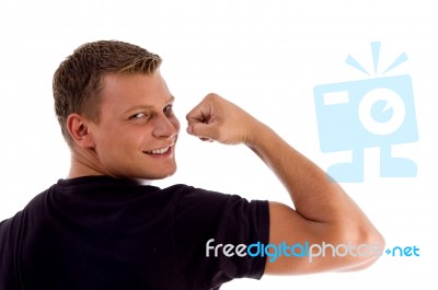 Back Pose Of Muscular Man Stock Photo